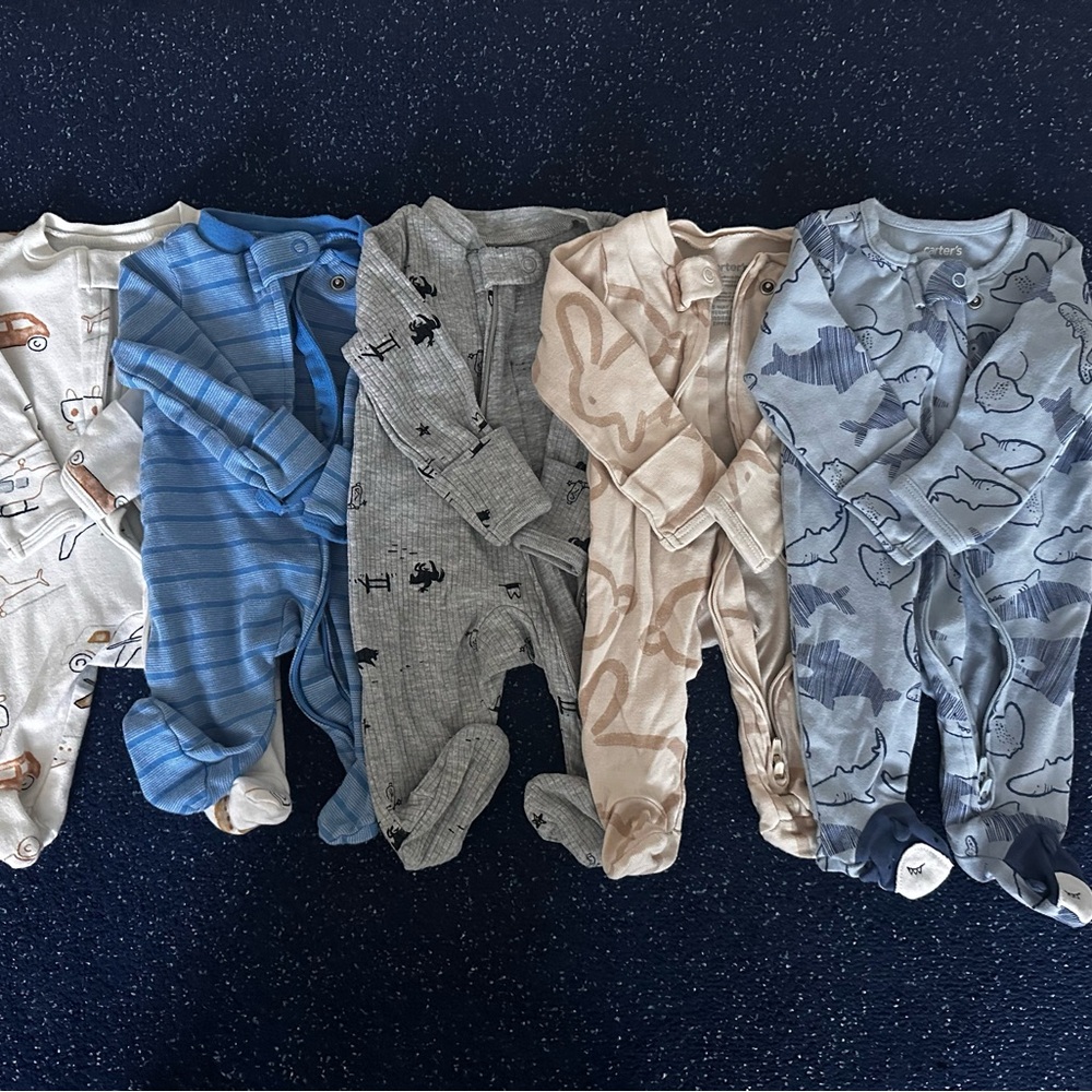 Newborn Boy Footie Pajamas – Carter’s (5 Total)